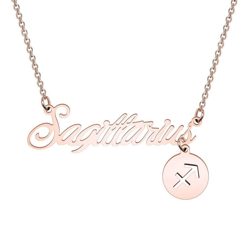 [Australia] - MYSOMY Rose Gold Zodiac Signs Necklace Constellation Jewelry Astrology Gifts Birthday Gifts for Her Sagittarius 