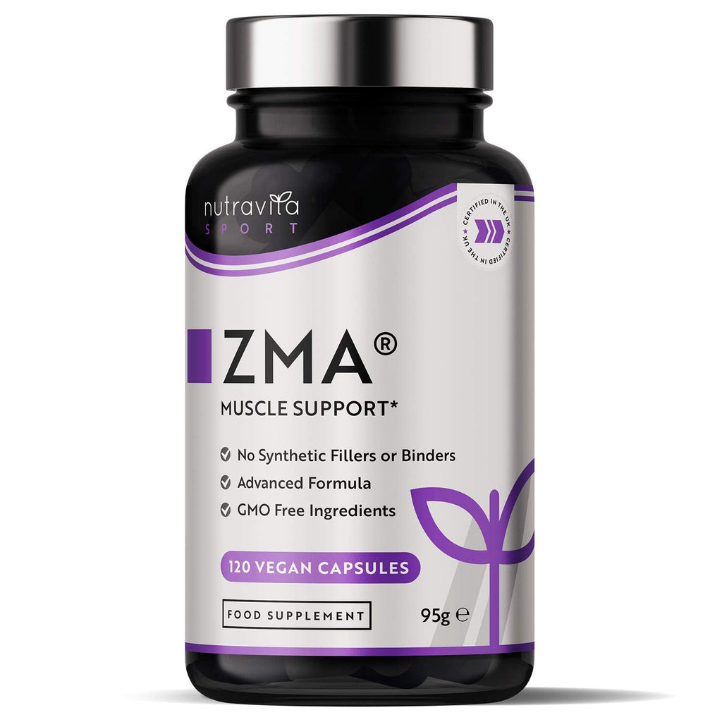 [Australia] - ZMA High Strength - 120 Vegan Capsules - Test Booster - Contributes to Testosterone Levels, Normal Muscle Function & Energy Yielding Metabolism - Zinc Magnesium & Vitamin B6 - Made by Nutravita 