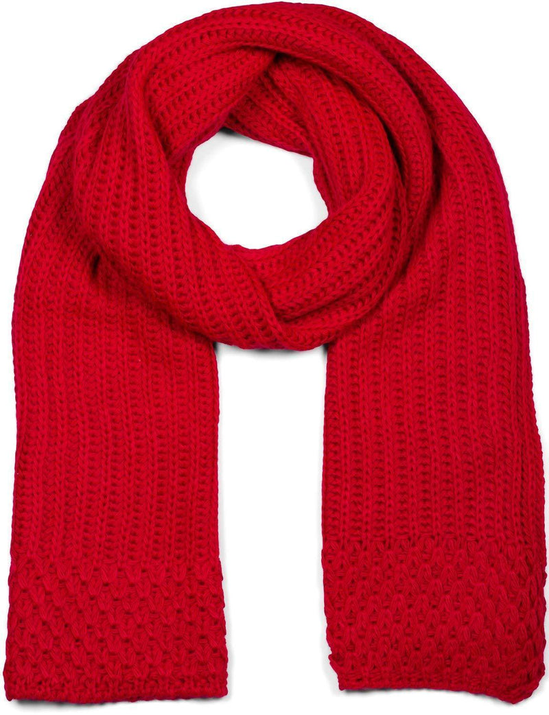 [Australia] - styleBREAKER Women long knitted scarf with ribs and pearl knitting pattern, warm winter knitted scarf Unicoloured 01018164 Red 