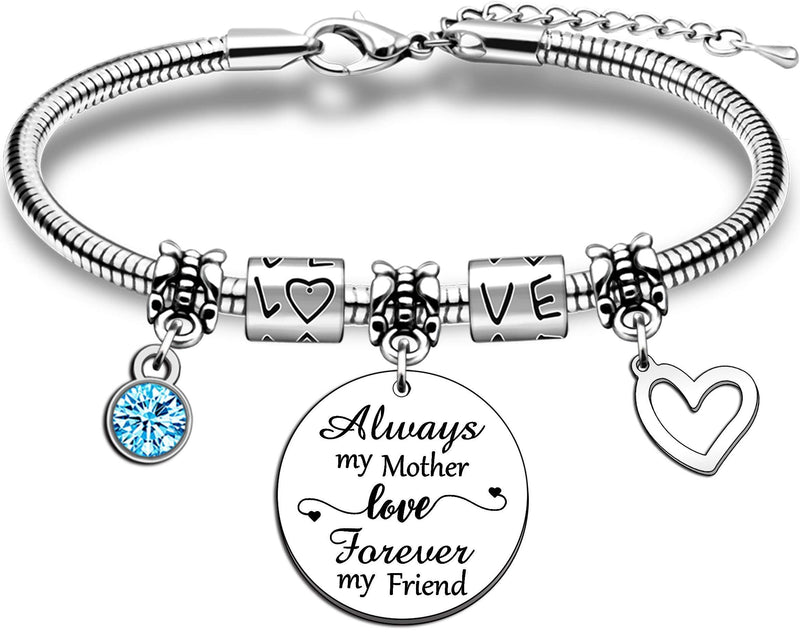[Australia] - JMIMO Mum Bracelet from Daughter Son Charm Adjustable Snake Bangle Bracelet For Women Mother Bracelet Jewellery Gifts-Always My Mother Forever My Friend 