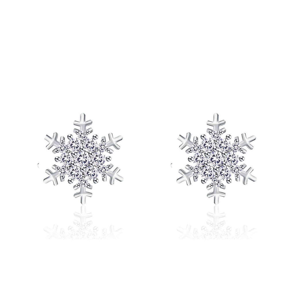[Australia] - OKAICEN Women 925 Sterling Silver CZ Crystal Snowflake Shape Pierced Stud Earrings For Women Girls 