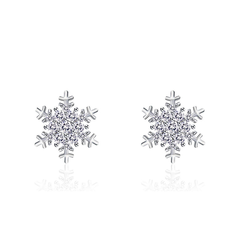 [Australia] - OKAICEN Women CZ Crystal Snowflake Shape Clip On Stud Earrings Non Pierced Earrings For Women Girls 