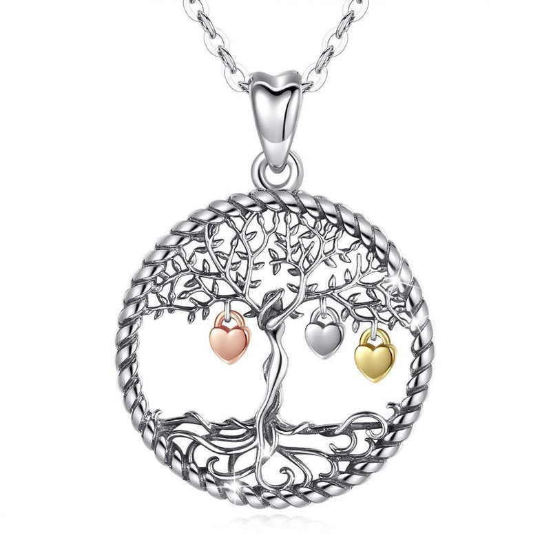 [Australia] - Eusense 925 Sterling Silver Tree of Life Necklace, Family Tree Pendant with 18" Chain, Fine Jewellery for Women, Girls Tree of Life - E 