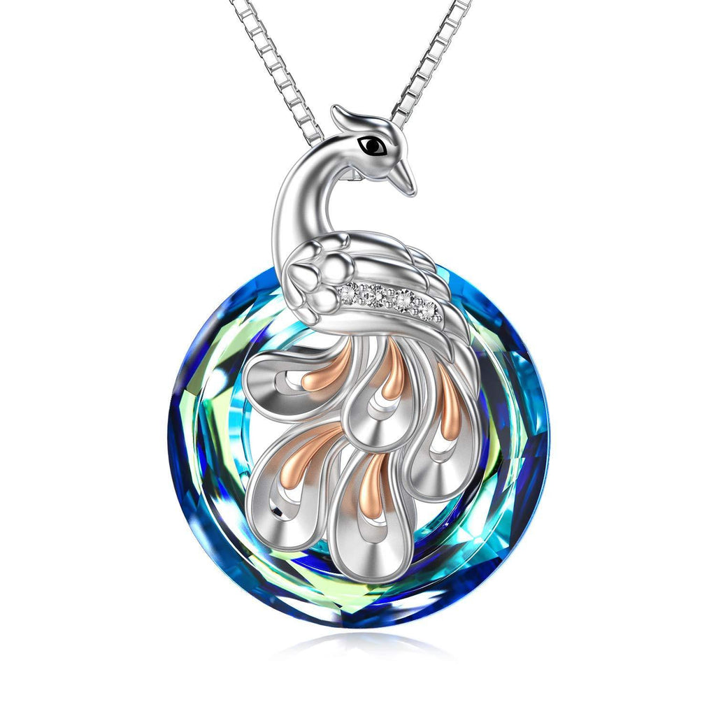 [Australia] - AOBOCO Phoenix Pendant Necklace for Women, 925 Sterling Silver with Blue Crystal Jewellery Gifts 