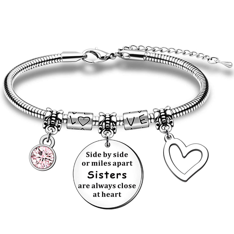 [Australia] - QMVMV Charm Love Heart Sister Bracelets Gifts For Women Girls Birthday Christmas Long Distance Jewelry Presents From Sisters 