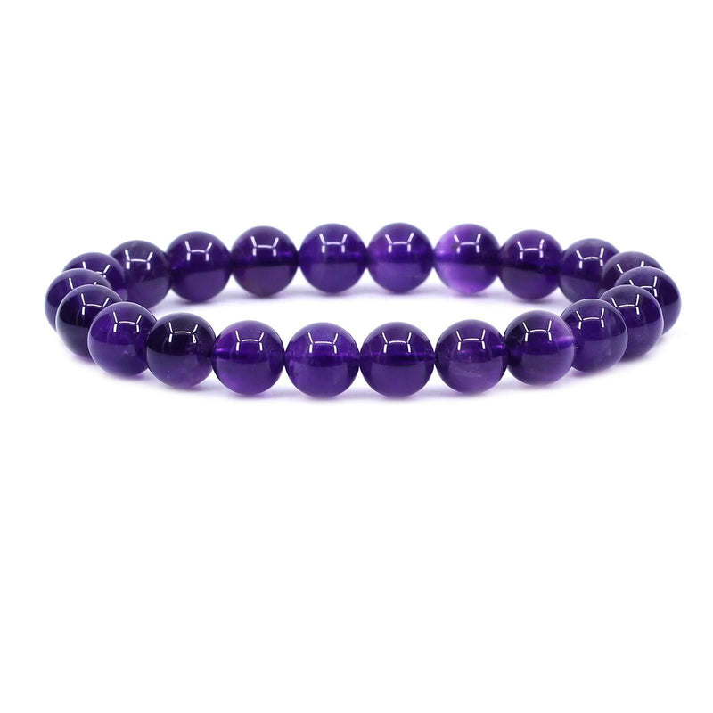 [Australia] - CHENYUE Gem Semi Precious Gemstone 8mm Round Beads Stretch Bracelet 7" Unisex A Amethyst 