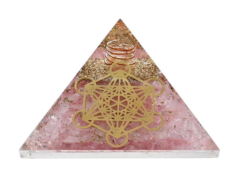 [Australia] - Large Orgone Pyramid | Rose Quartz Pyramid Crystal | Metatron Orgonite Pyramid | Organ Pyramids Positive Energy Healing Metatron Cube 