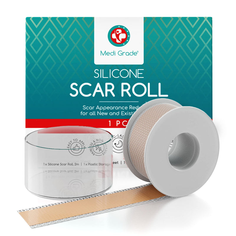 [Australia] - Medi Grade Reusable Silicone Scar Tape for Scars with Storage Sheet 2 Meters, Fast & Effective Scar Removal Tape – Silicone Tape Scars with Perforation for C-Section and Keloid Scar Reduction 