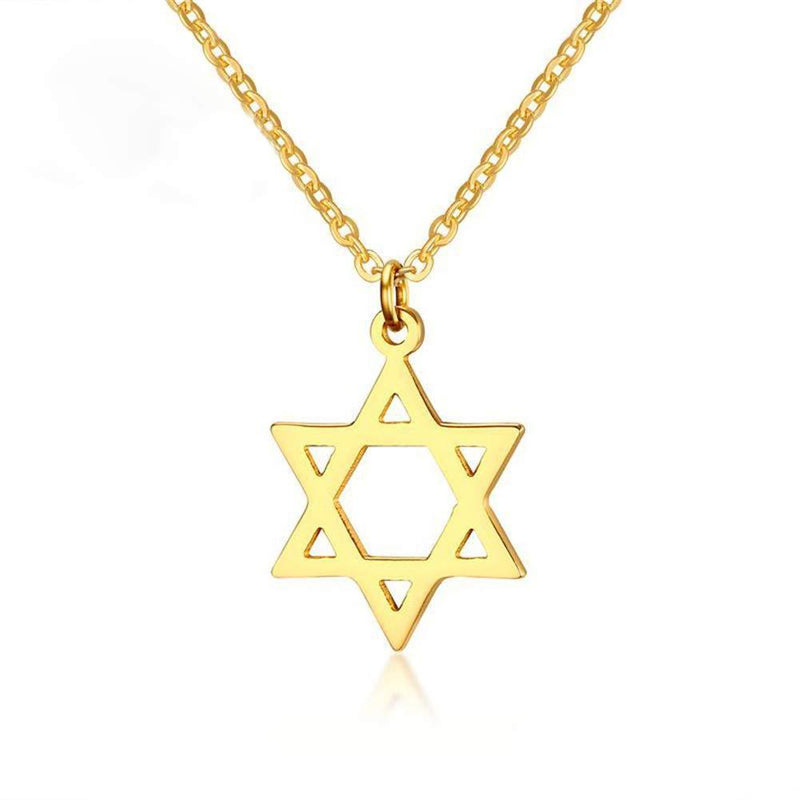 [Australia] - HMOOY Stainless Steel Star of David Pendant Necklaces Six-Pointed Megan Star Jewish Israel Jewelry for Women Men Hip Hop Gold 