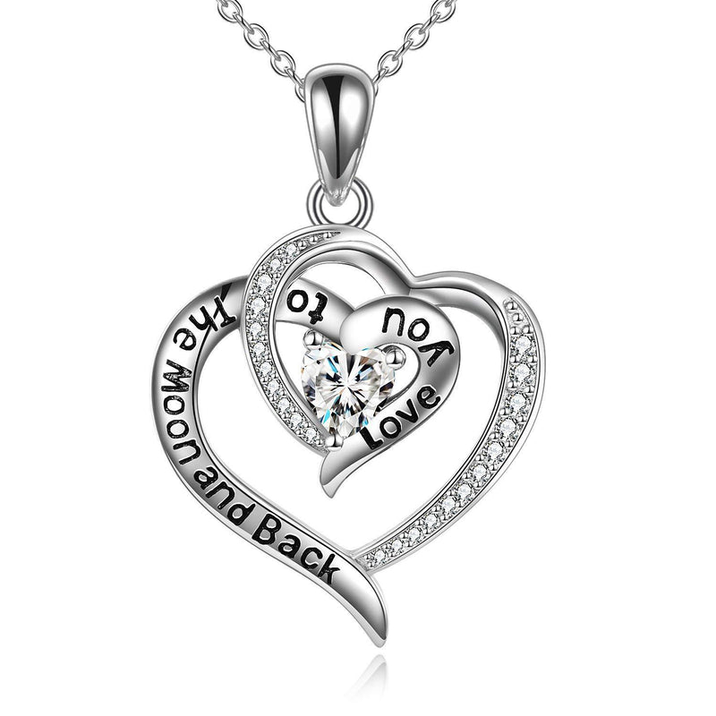 [Australia] - YFN Love Heart Necklaces Cubic Zirconia 925 Sterling Silver Infinity Double Heart Necklace for Her Jewellery Gifts Women Girls 
