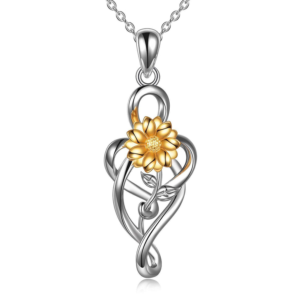 [Australia] - YFN Sunflower Necklace Sterling Silver You are My Sunshine Sunflower Pendant Jewellery Gifts for Women Girls 
