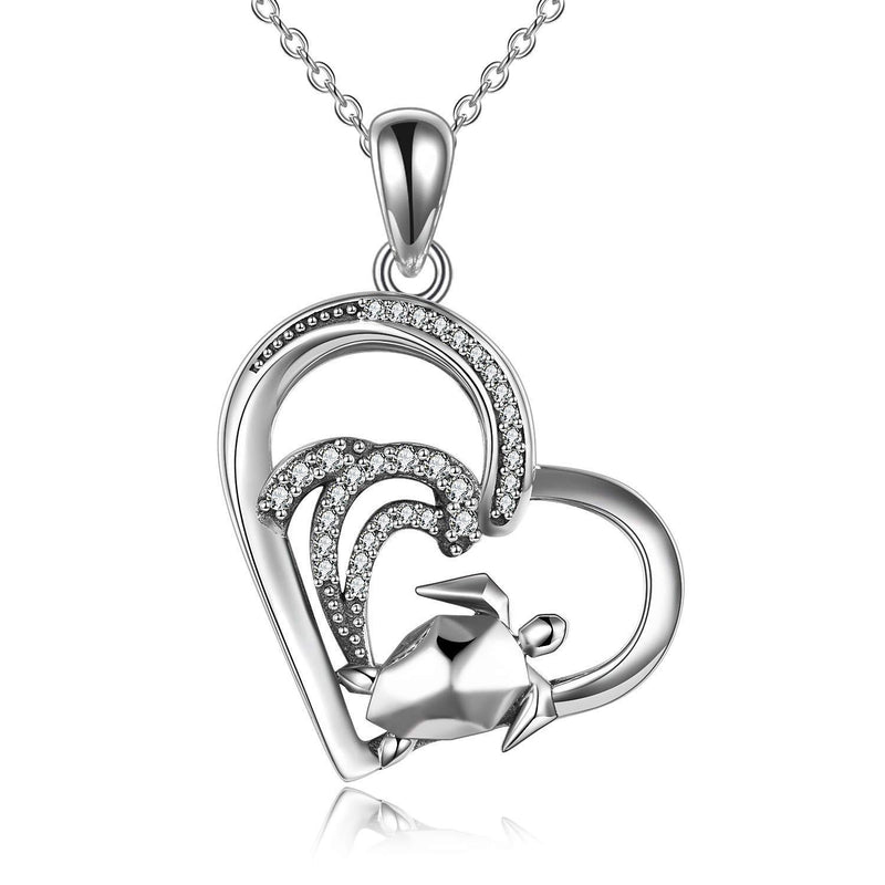 [Australia] - YFN Turtle Necklace 925 Sterling Silver Ocean Animal Heart Pendant Jewellery for Women Girls 