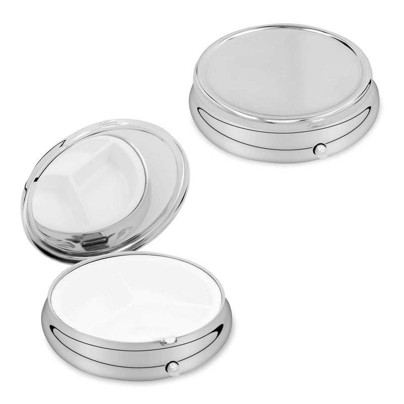 [Australia] - kwmobile 3 Compartment Pill Box - Set of 2X Stainless Steel Travel Box Organizer for Tablets and Prescriptions - Silver 