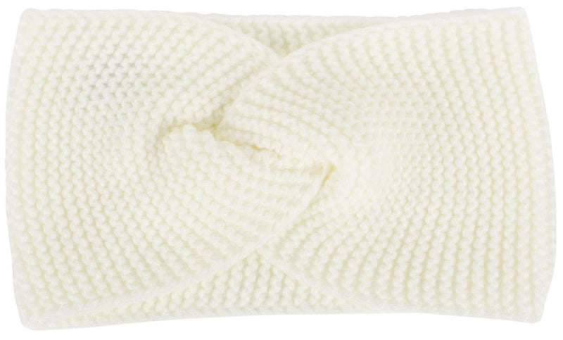 [Australia] - styleBREAKER Women Fine Knit Headband with Twist Knot, frizz Pattern, Warm Winter Hair Band, Headband 04026054 Cream-White 