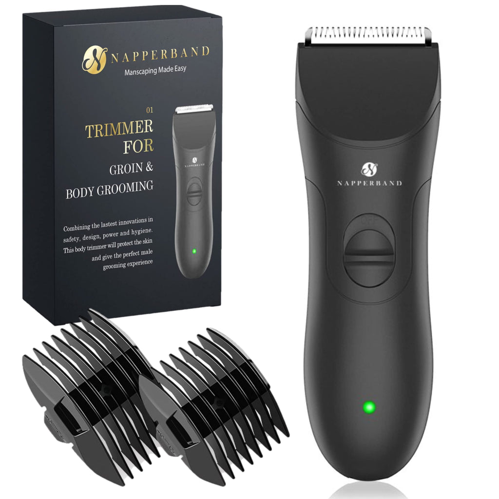 [Australia] - Pubic Hair Trimmer. Body Beard Stubble Head Groin Shaver and Groomer for Men. Tidy Private Parts and Balls with Replaceable Ceramic Safety Blades. Rechargeable Manscaping Made Easy Grooming Kit 