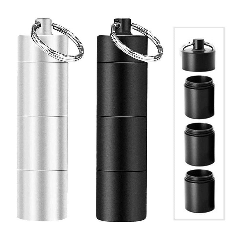 [Australia] - 2 PCS Aluminum Pill Box, Portable Pill Cases Waterproof Daily Pill Container Holder 3 Compartment Metal Pocket Pill Boxes Travel Pill Holder for Men Women 