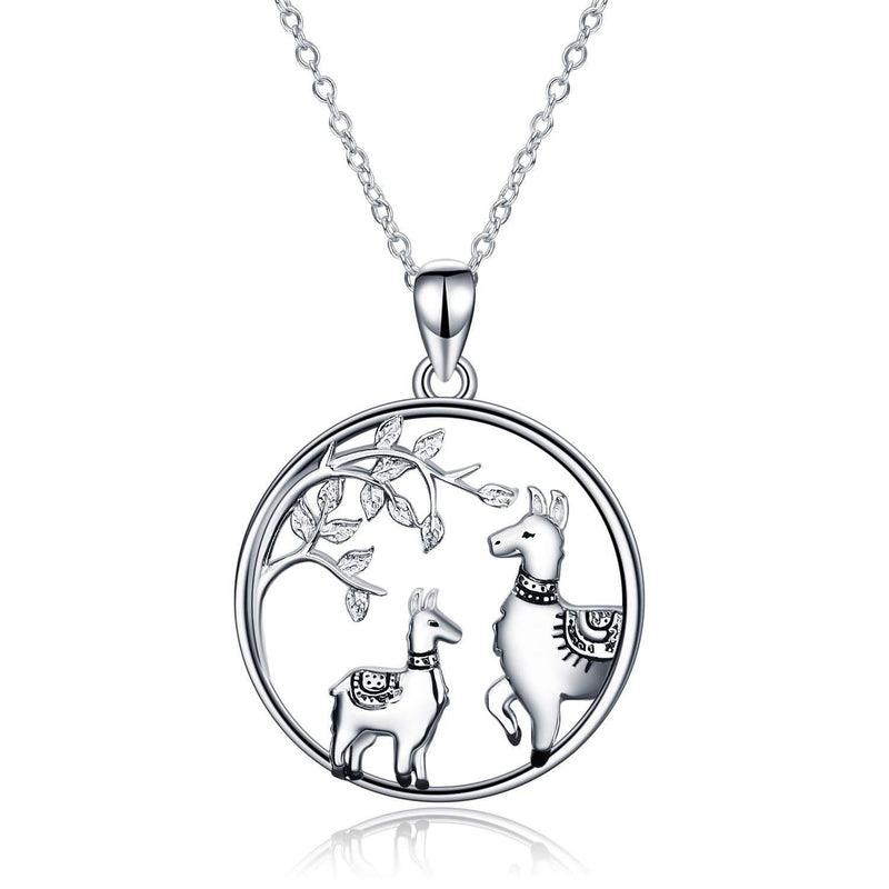 [Australia] - YAFEINI Alpaca Llama Sloth Gifts Sterling Silver Llama Sloth Necklace Cute Alpaca Pendant Jewellery for Women Girls two cute llama alpaca 