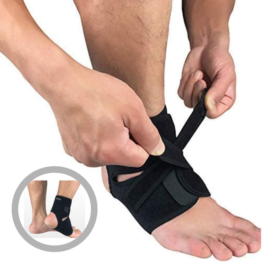 [Australia] - Spinegear Ankle Support Brace, Breathable Neoprene Sleeve, Adjustable Wrap for Men & Women, One Size Fits Both Right/Left Leg 