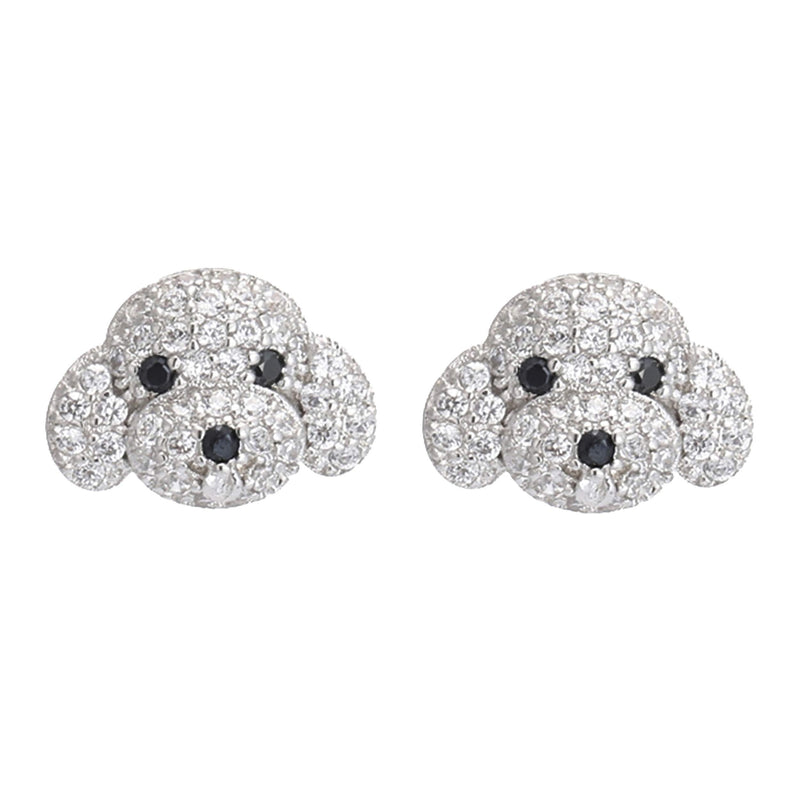 [Australia] - Hiqmic 925 Sterling Silver Cute Dog head Ear Stud Earrings White Gold Plated Jewelry_WA90055 