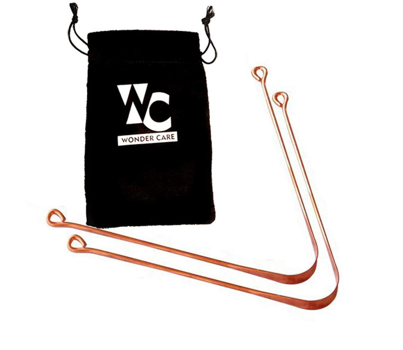[Australia] - Wonder Care - 100% Copper Tongue Scraper/Cleaner Ayurvedic Antibacterial for Optimal Oral Hygiene (2 Pieces with Pouch) 2 