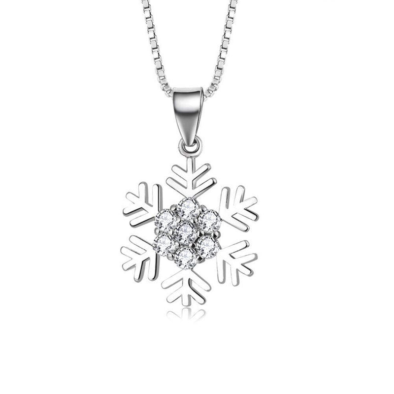 [Australia] - Deyanse Silver Snowflake Jewellery Sets for women, 925 Sterling Silver Snowflake Drop Earrings & Pendant Necklace, Hypoallergenic Snowflake Jewellery Set with White Zirconia for Women at Christmas 