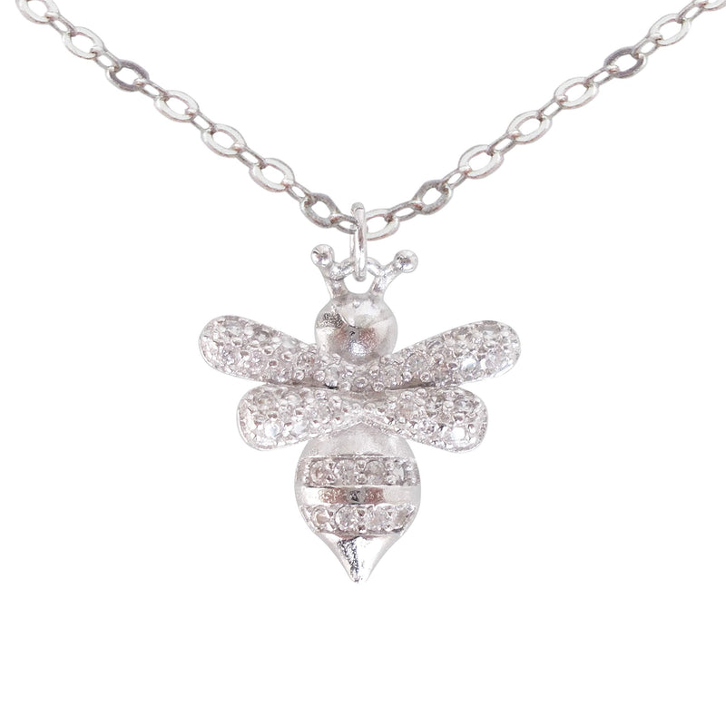 [Australia] - Hiqmic 925 Sterling Silver Cute Bee Pendant Necklace White Gold Plated Jewelry 16"-18"_WA99048 