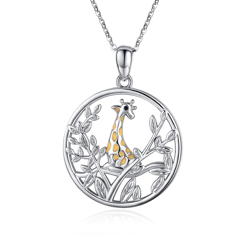 [Australia] - Giraffe Necklace, 925 Sterling Silver Giraffe Gifts for Women Crystal Pendant Necklaces Lucky Giraffe Jewellery for Girls Mum Kids Girlfriend Daughter Children Tree Giraffe 