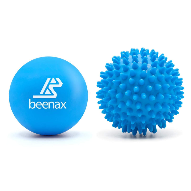 [Australia] - Beenax Lacrosse & Spiky Massage Ball Set - Perfect for Trigger Point Therapy, Myofascial Release, Plantar Fasciitis, Deep Tissue and Muscle Relief - Designed to Relieve Stress and Relax Tight Muscle Blue 