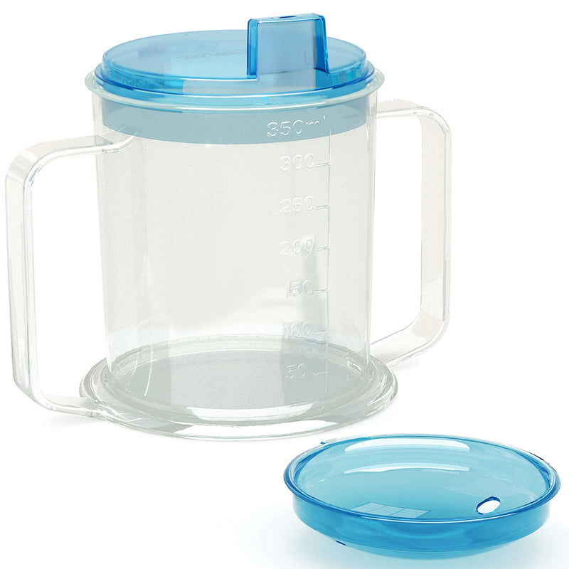 [Australia] - Drinking Cup/Beaker/Mug/Sippy Cup for Disabled Adults with Easy Grip Handles Anti Splash Spout and Travel Lid 