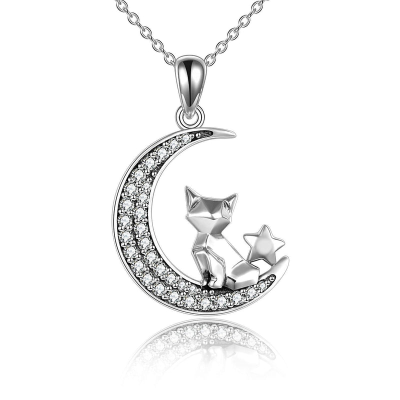 [Australia] - YFN Cat Necklace Moon Necklaces Origami Cat Necklaces Women Girls 