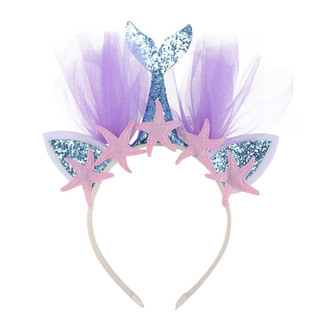 [Australia] - Minkissy Glitter Mermaid Headband Starfish Hairbands Party Headwear Christmas Headband Mermaid Hair Accessories for Kids 