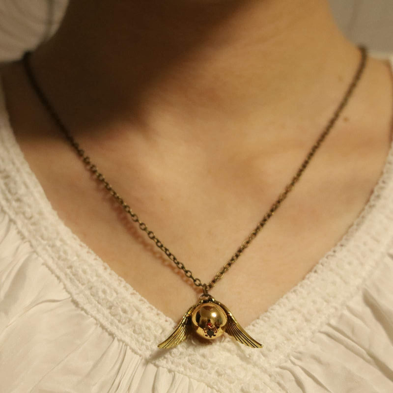 [Australia] - TseenYi Vintage Necklace Snitch Bronze Necklace with Angel Wings Pendant for Ball Silver Chain Jewelry for Women and Girls (Bronze) 