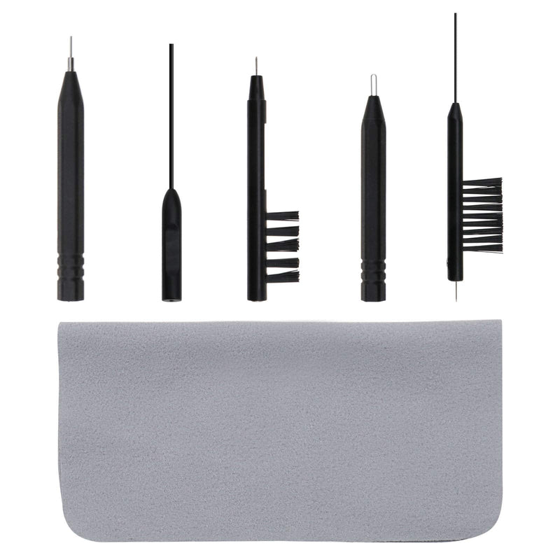 [Australia] - 6Pcs Hearing Aid Disassembly Cleaning Tool Kit Multi-Functional Brushes with Magnet Wax Loop Vent Cleaner Steel Pick Microfiber Cloth Universal 
