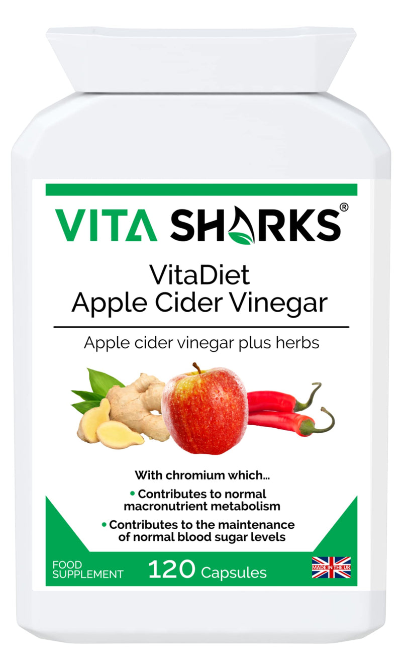 [Australia] - VitaDiet Apple Cider Vinegar with Chromium for a Healthy Metabolism, Natural Immune, Appetite, Slimming & Weight Reduction (120 Vegan Capsules) 