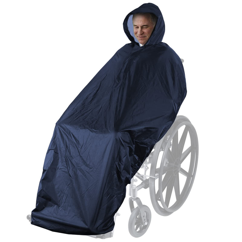 [Australia] - Anyoo Waterproof Wheelchair Poncho Cover Lightweight Rain Poncho Cape Shield with Elastics Provide Dry Protection for Wheelchairs dark blue 