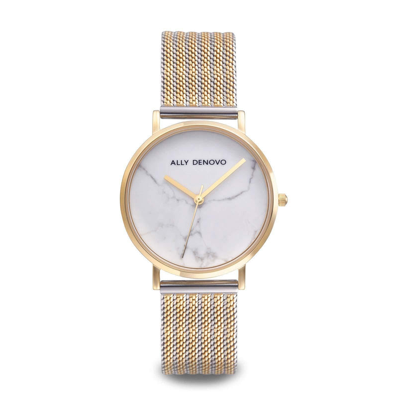 [Australia] - Ally Denovo Carrara Marble Mesh Women's Watch with Milanese Strap Analogue Stainless Steel AF5004.3 