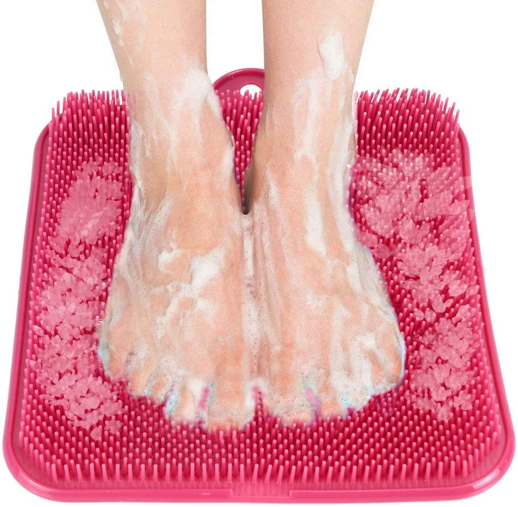 [Australia] - Newthinking Shower Foot Scrubber Cleaner Massager, Exfoliating Feet Massager Spa with Suction Cup Improves Foot Circulation & Reduces Foot Pain (Pink) Pink 
