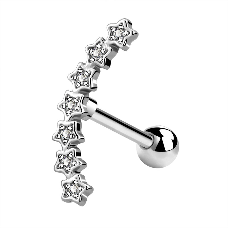 [Australia] - Melighting Helix Earrings 16G Helix Piercing Clear CZ Helix Jewellery Curved Star Upper Ear Helix 316L Stainless Steel Cartilage Earring for Women Girls 