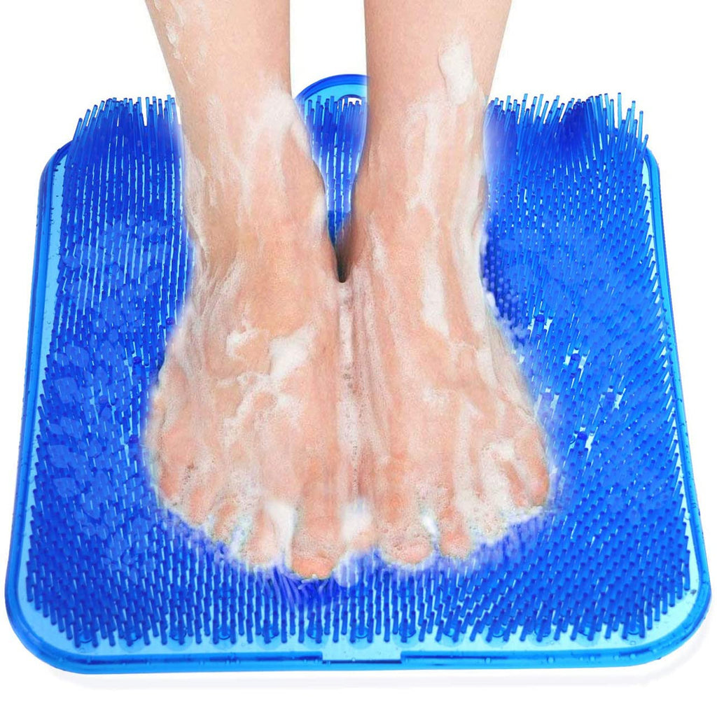 [Australia] - Newthinking Large Shower Foot Massager Scrubber, Foot Scrubber Mats with Non-Slip Suction Cups, Foot Massager Cleaner Brush for Foot Care, Shower or Bathtub (Blue) Blue 