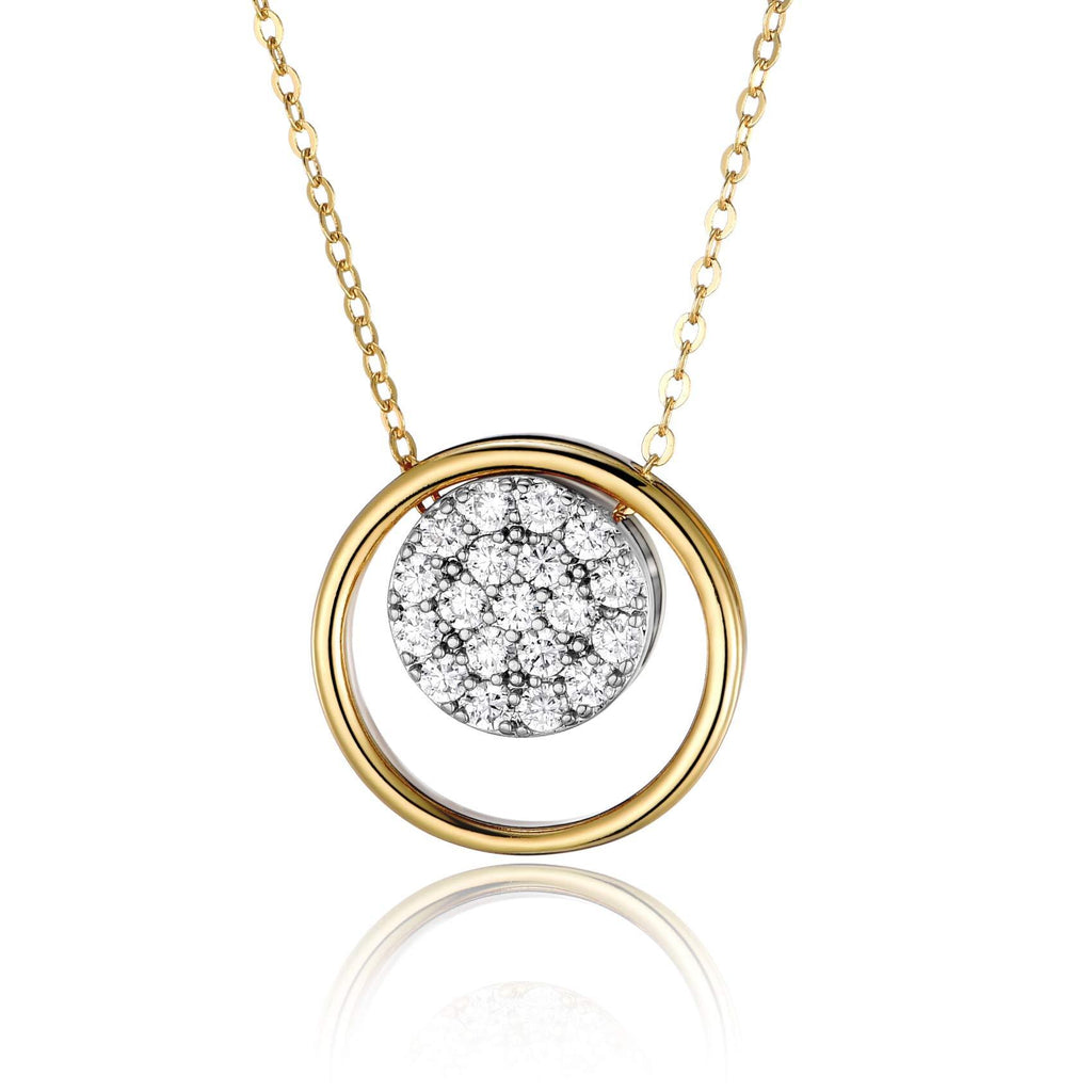 [Australia] - Senteria Circle Necklace Pendant Necklace 18K Gold Plated Cubic Zirconia Open Round Necklace Chain for Women Girl Gold&silver 