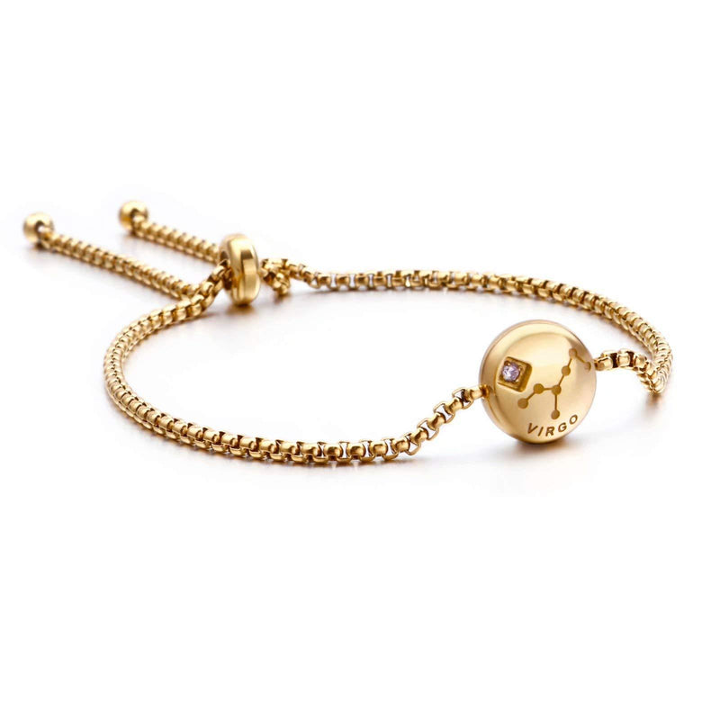 [Australia] - Qings Golden Constellation Bracelet Charm Zodiac Adjustable Bracelet Virgo (8.23-9.22) 