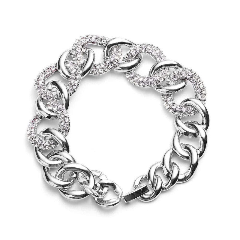 [Australia] - TJC Curb Chain Bracelet for Womens Size 7.5 Inches Synthetic Crystal Gift for Wife 