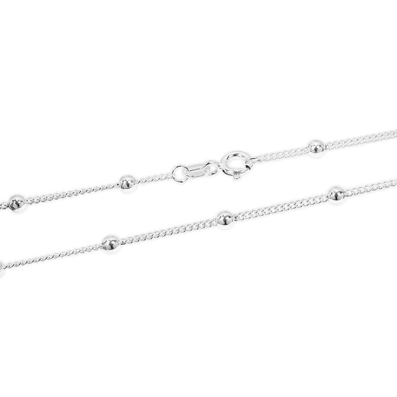 [Australia] - 925 Sterling Silver Curb Chain Statement Necklace, Round, Beaded 60.0 Centimetres 