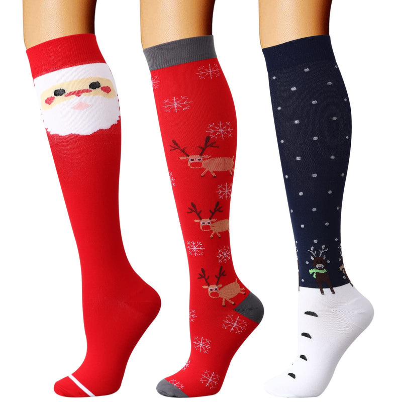 [Australia] - DRESHOW Compression Socks For Men & Women 3/7 Pairs is Best Support for Athletic,Running, Flight Travel,Cycling A-08 Navy/Grey/Green S-M 