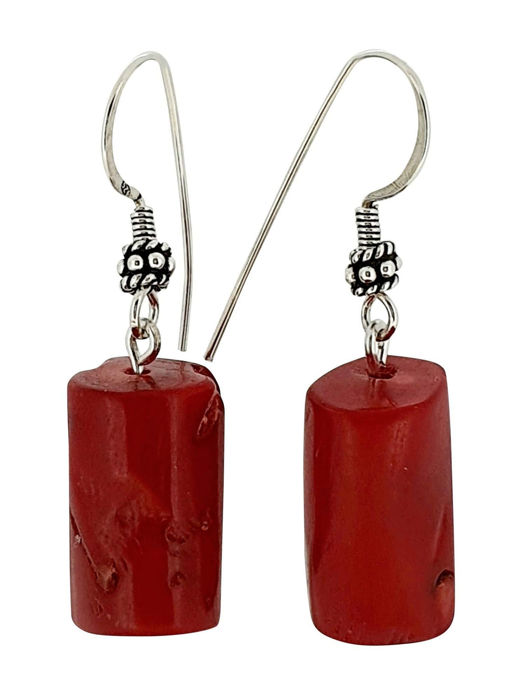 [Australia] - TreasureBay Handmade Red Coral Dangle Drop Earrings Made with 925 Sterling Silver 