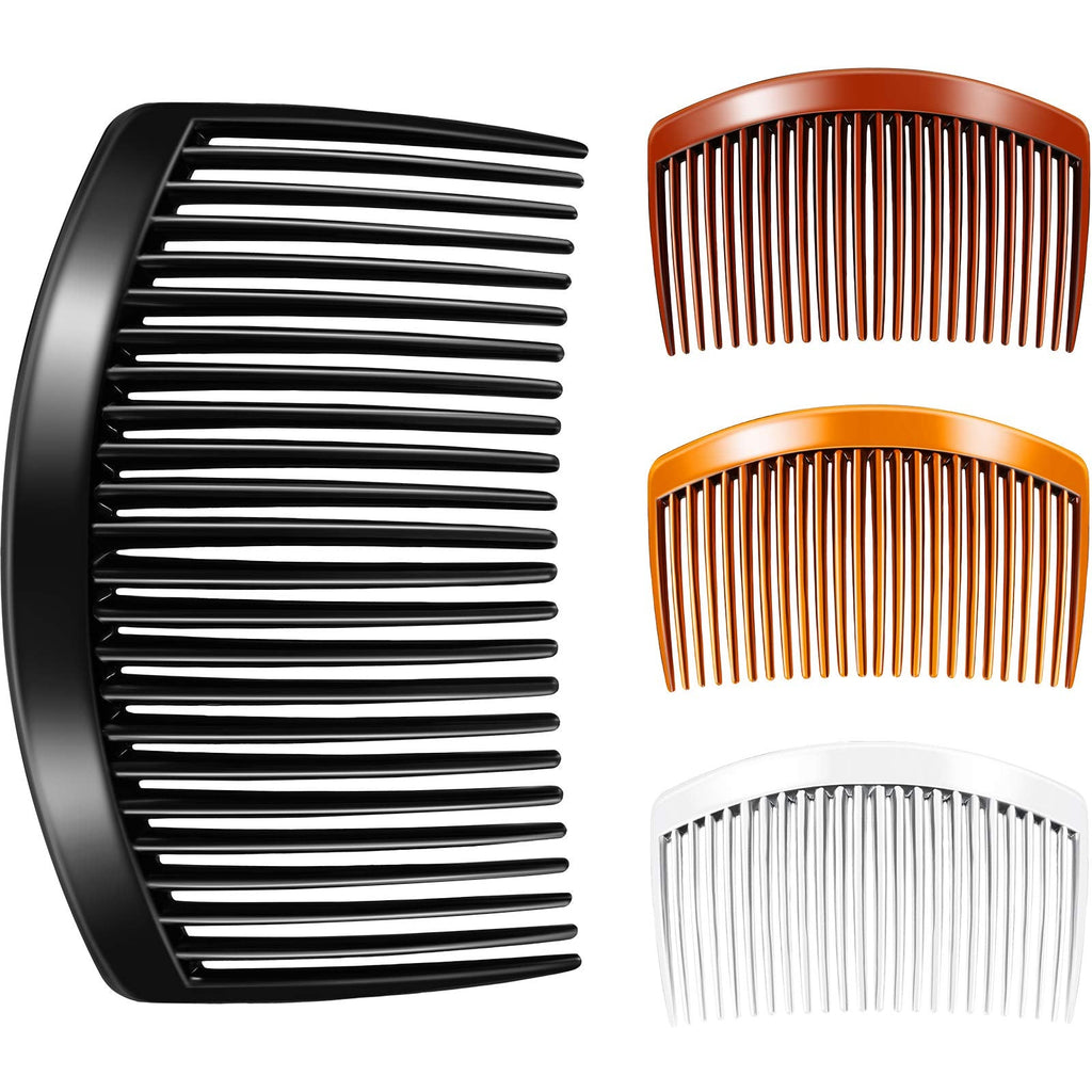 [Australia] - 4 Pieces Plastic Side Hair Twist Comb French Twist Comb Teeth Hair Side Combs Hair Clips with 23 Teeth for Fine Hair Accessories Women Girls, 4 Colors 