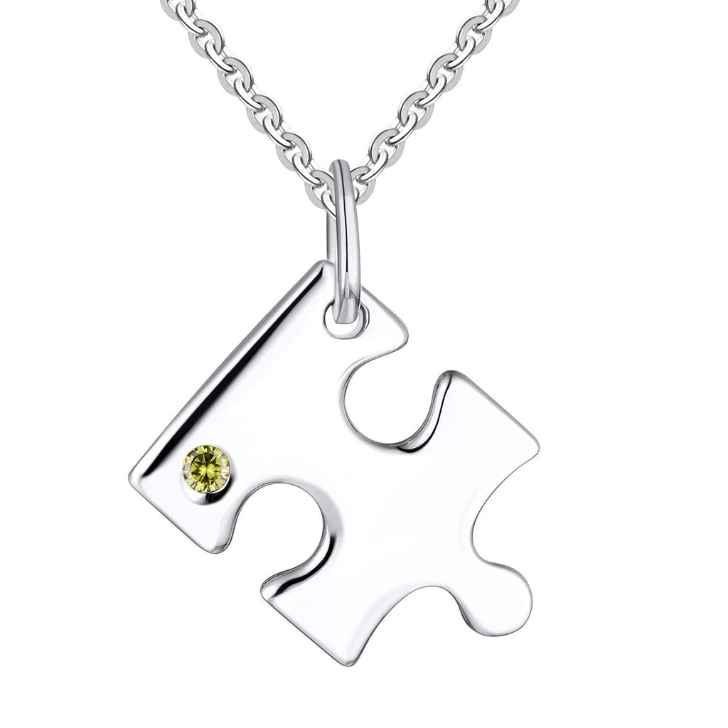 [Australia] - JO WISDOM bbf Puzzle Necklace,925 Sterling Silver Best Friend Forever Pendant Necklace with AAA Cubic Zirconia August,peridot Color 