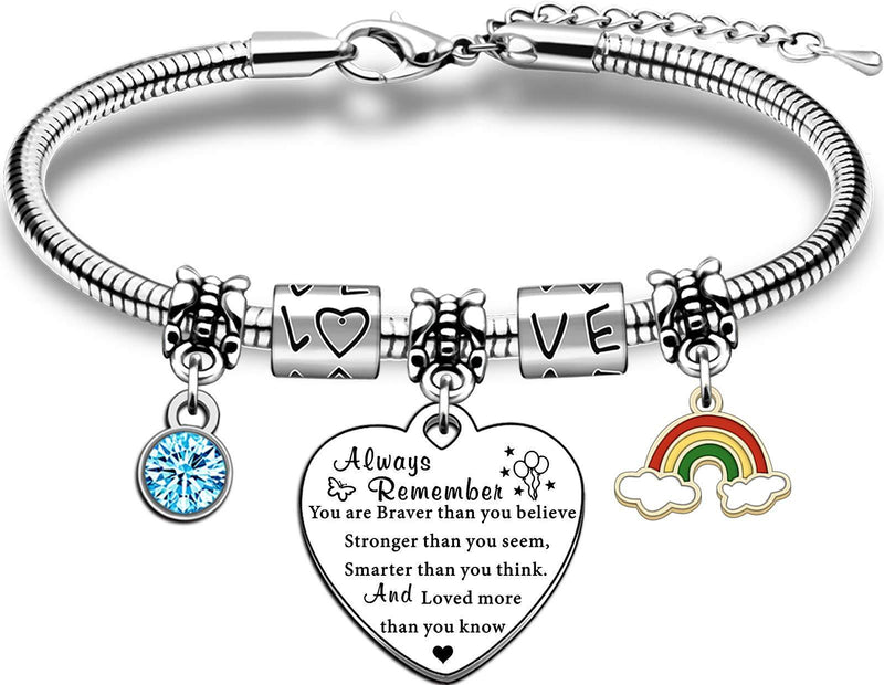 [Australia] - TTOVEN Inspirational Bracelet Always Remember You Are Braver Than You Believe Keychain Christmas Birthday Graduation Gifts-Stronger Than You Seem 