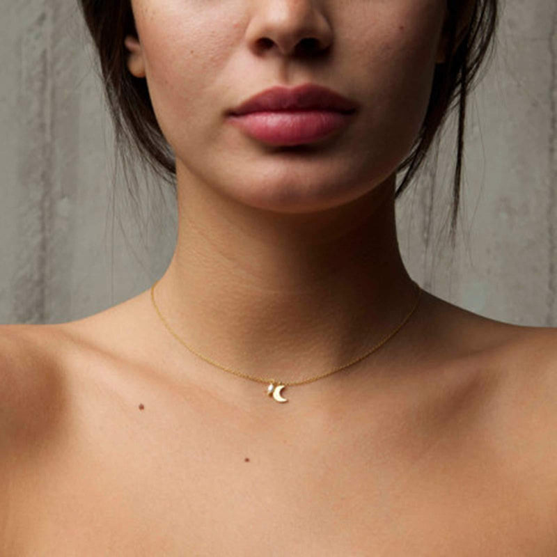 [Australia] - TseenYi Boho Moon Star Choker Necklace Tiny Gold Star Pendant Necklace Chain Jewelry Fashion Short Chain Necklaces Jewelry for Women and Girls (Gold) 