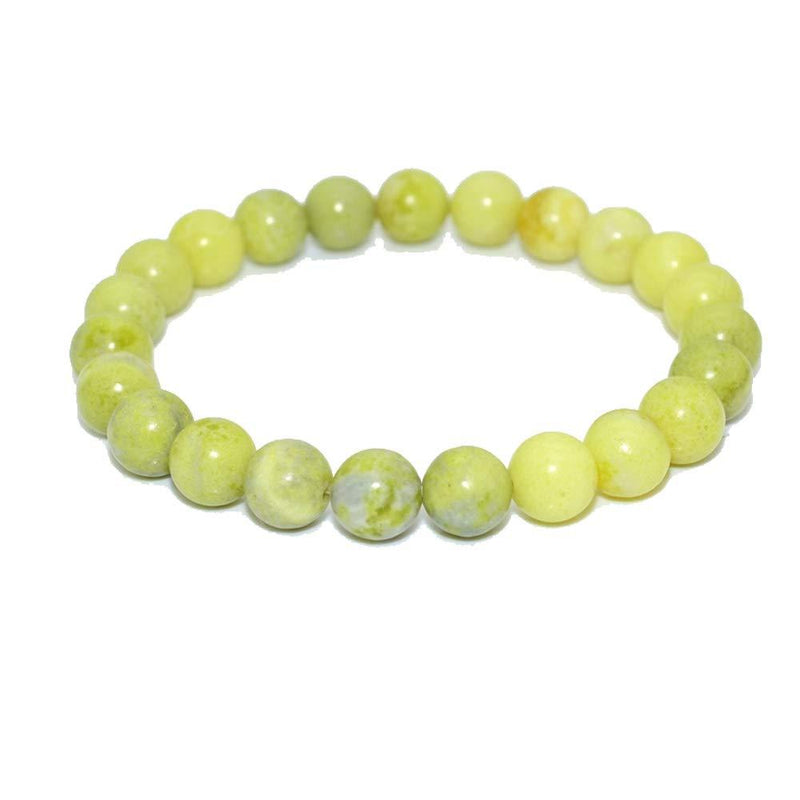 [Australia] - TreasureBay 8mm Natural Semi Precious Stone Bracelet For Women and Girls Green Korean Jade 